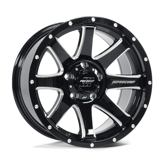 PXA8176-298350 - Pro Comp PA76 Patriot 20X9 6X139.7 0mm Gloss Black Milled - Pro Comp Wheels Canada