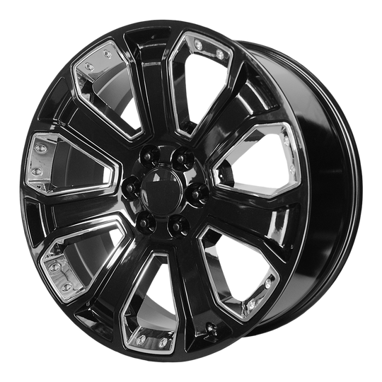 162GC-2415830 - Performance Replicas PR162 24X10 6X139.7  30mm Gloss Black With Chrome Accents - Performance Replicas Wheels Canada