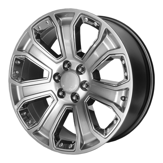 162SC-2295824 - Performance Replicas PR162 22X9 6X139.7  24mm Silver With Chrome Accents - Performance Replicas Wheels Canada