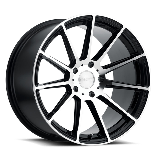 1885R2S435112F66 - Ruff RS2 18X8.5 5X112  43mm Gloss Black W/ Machined Face - Ruff Wheels Canada
