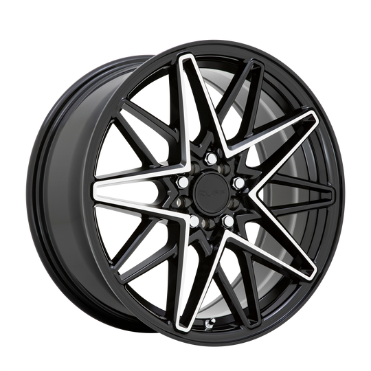 1880RDC385D84B72 - Ruff Clutch 18X8 5X108 / 5X114.3 38mm Gloss Black W/ Machined Face - Ruff Wheels Canada