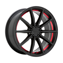 Load image into Gallery viewer, 1880RFB385D20B76 - Ruff Burnout 18X8 5X120 / 5X112 38mm Gloss Black W/ Red Inner Lip - Ruff Wheels Canada