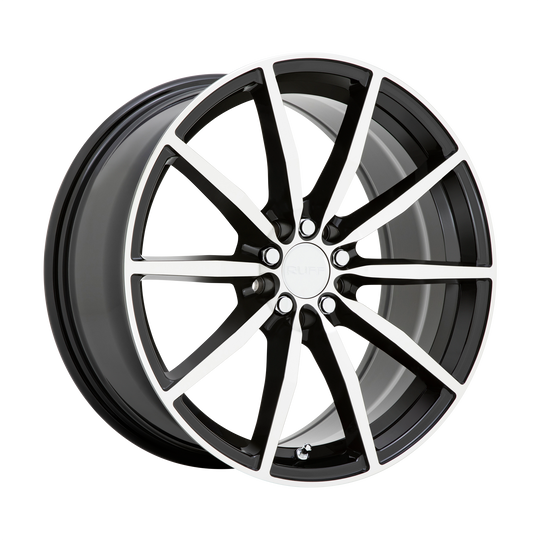 1880RFB385D20F76 - Ruff Burnout 18X8 5X112 / 5X120.65 38mm Gloss Black W/ Machined Face - Ruff Wheels Canada