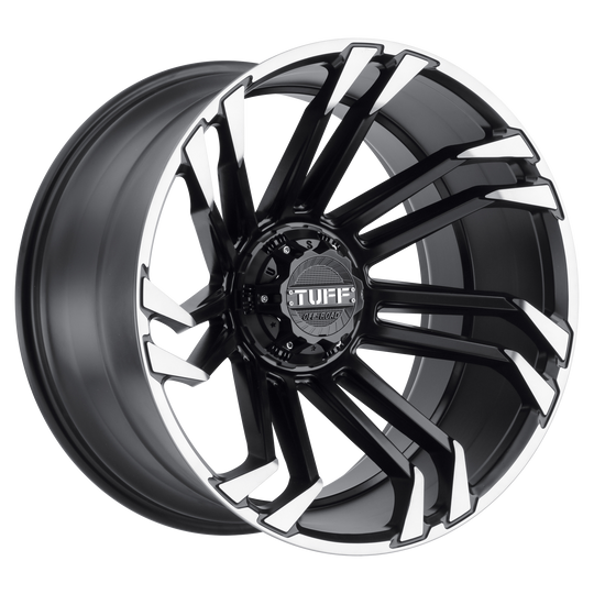 2212T21-56135M87 - Tuff T21 22X12 6X135 -45 mm Matte Black W/ Machined Flange - Tuff Wheels Canada