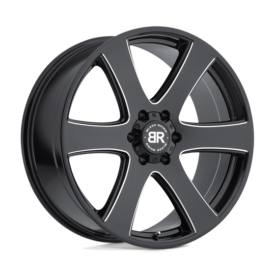 2085HAK456140B12 - Black Rhino Haka 20X8.5 6X139.7  45mm Gloss Black W/ Milled Spokes - Black Rhino Wheels Canada