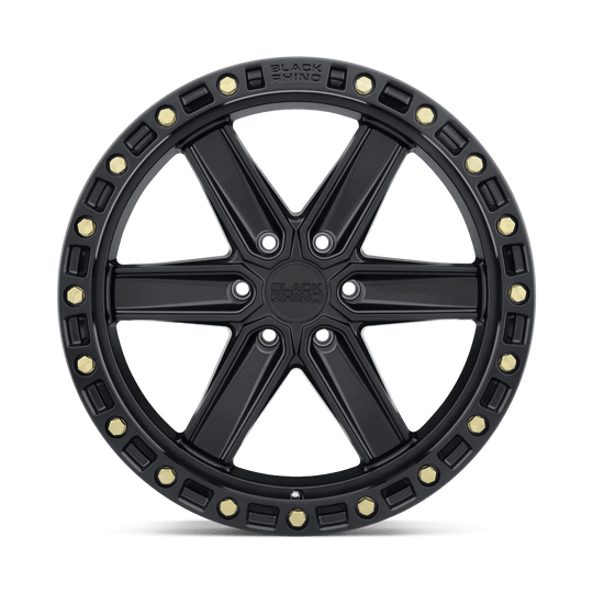 1790HDS126140B12 - Black Rhino Henderson 17X9 6X139.7  12mm Matte Black W/ Brass Bolts - Black Rhino Wheels Canada