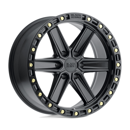 1890HDS-26140B12 - Black Rhino Henderson 18X9 6X139.7 -12 mm Matte Black W/ Brass Bolts - Black Rhino Wheels Canada