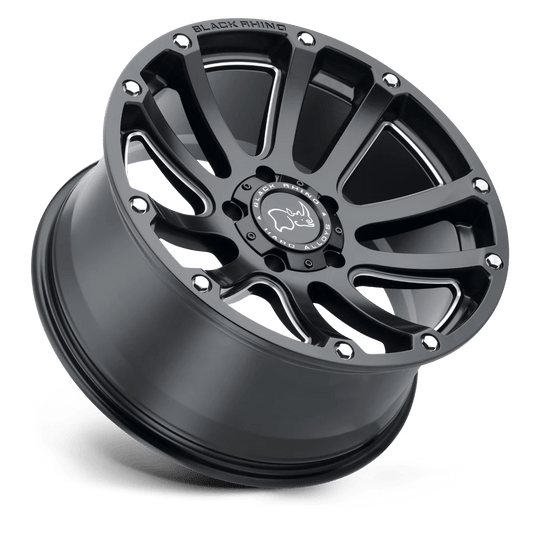 1895HLD126140M12 - Black Rhino Highland 18X9.5 6X139.7  12mm Matte Black W/ Milled Spokes - Black Rhino Wheels Canada