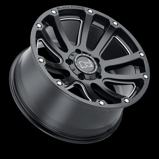 1895HLD005140M78 - Black Rhino Highland 18X9.5 5X139.7  0mm Matte Black W/ Milled Spokes - Black Rhino Wheels Canada