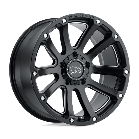 2095HLD125150M10 - Black Rhino Highland 20X9.5 5X150  12mm Matte Black W/ Milled Spokes - Black Rhino Wheels Canada