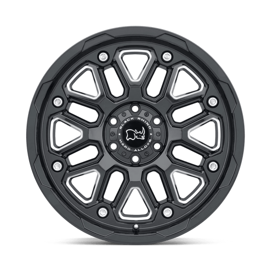 2095HSR068180B25 - Black Rhino Hollister 20X9.5 8X180  6mm Gloss Black W/ Milled Spokes - Black Rhino Wheels Canada