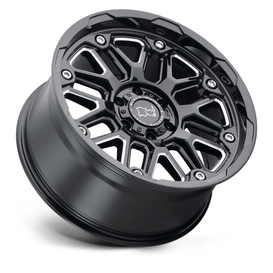1795HSR068165B22 - Black Rhino Hollister 17X9.5 8X165.1  6mm Gloss Black W/ Milled Spokes - Black Rhino Wheels Canada