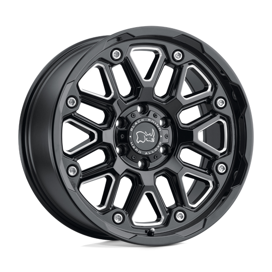 1895HSR068180B25 - Black Rhino Hollister 18X9.5 8X180  6mm Gloss Black W/ Milled Spokes - Black Rhino Wheels Canada