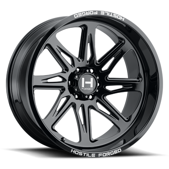 HF07-2414655045GBR - Hostile Forged Tomahawk 24X14 6X139.7 -76mm Gloss Black Wheel - Hostile Forged Wheels Canada