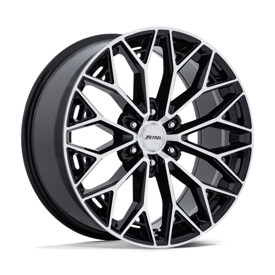 PE006BD20956825 - Petrol PE006 P5E 20X9.5 6X139.7 / ET 25mm Gloss Black W/ Machined Face - Petrol Wheels Canada