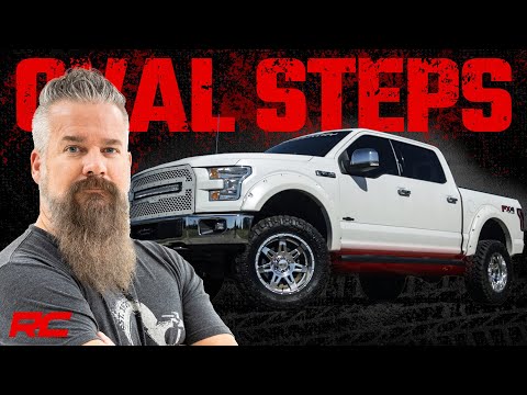 21005 Oval Nerf Step - Crew Cab - Black - Ford F-150 (15-23)/F-150 Lightning (2022) Rough Country Canada