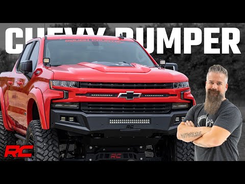 10757A High Clearance Front Bumper - LED Lights & Skid Plate - Chevy Silverado 1500 (19-22) Rough Country Canada