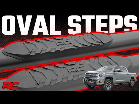 21009 Oval Nerf Step - Crew Cab - Black - Toyota Tundra 2WD/4WD (07-21) Rough Country Canada