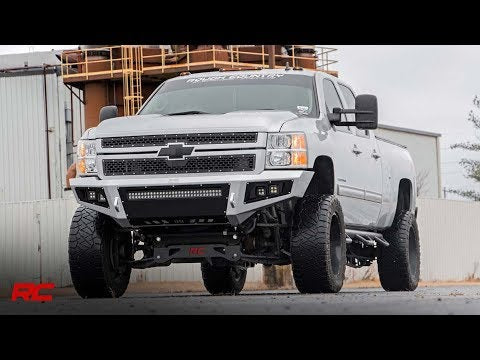 70155 Mesh Grille - 12" Single Row LED Pair - Black - Chevy Silverado 2500 HD/3500 HD (11-14) Rough Country Canada