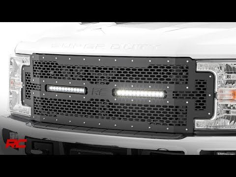70216 Mesh Grille - 12" Dual Row LED - Black - Ford Super Duty (17-19) Rough Country Canada