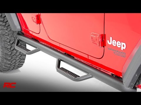 90764 Nerf Steps - Wheel to Wheel - 4 Door - Jeep Wrangler JK (07-18) Rough Country Canada