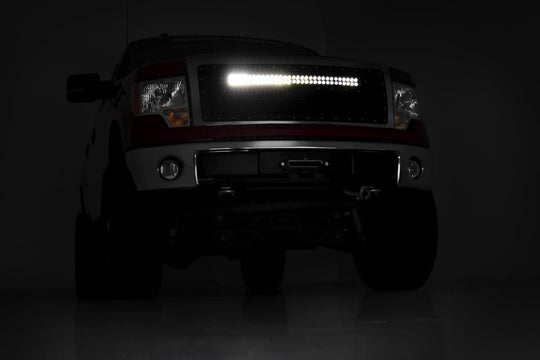 70234 Mesh Grille - 30" Dual Row LED - Chrome - White DRL - Ford F-150 (09-14) Rough Country Canada