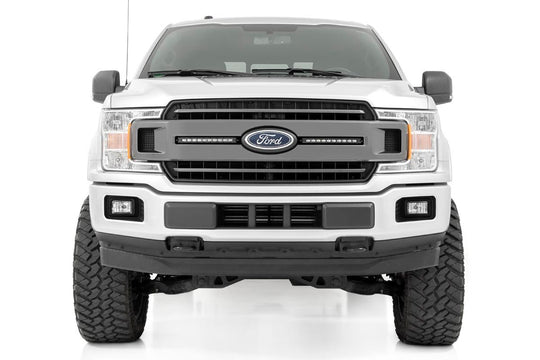 70808 LED Light - Grille Mount - 10" Black Slimline Pair - Ford F-150 (18-20) Rough Country Canada