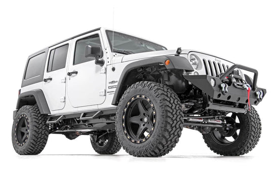 90765B Contoured Drop Steps - 4 Door - Jeep Wrangler JK 2WD/4WD (07-18) Rough Country Canada