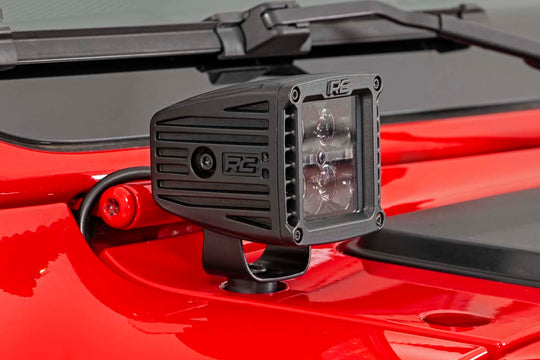 70061 Jeep 2-inch LED Cube Easy-Mount Kit (18-23 Wrangler JL / 20-23 Gladiator)-Black Series w/ White DRL Rough Country Canada
