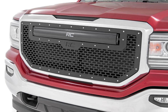 70158BDA Mesh Grille - 30" Dual Row LED - Black - Amber DRL - GMC Sierra 1500 (16-18) Rough Country Canada
