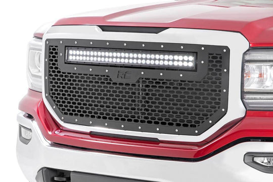 70158 Mesh Grille - 30" Dual Row LED - Black - GMC Sierra 1500 (16-18) Rough Country Canada
