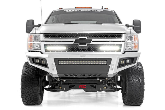 70155 Mesh Grille - 12" Single Row LED Pair - Black - Chevy Silverado 2500 HD/3500 HD (11-14) Rough Country Canada