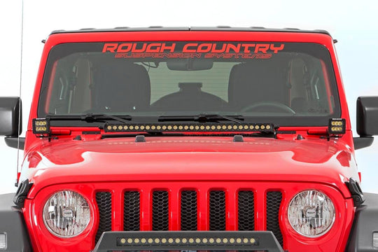 70054 Jeep 30-inch LED Hood Kit (18-21 Wrangler JL, 20-21 Gladiator JT - Black-Series) Rough Country Canada