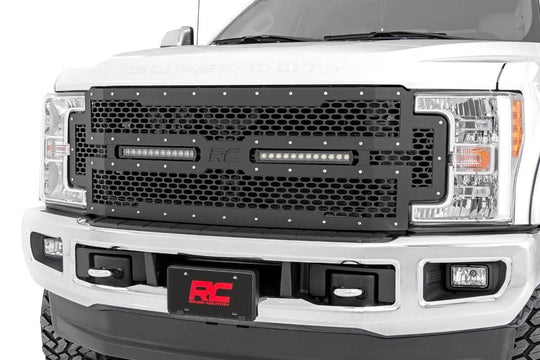 70216 Mesh Grille - 12" Dual Row LED - Black - Ford Super Duty (17-19) Rough Country Canada