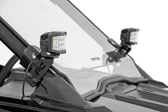 93080 LED Light - A Pillar Mount - 2" Black Pair - White DRL - Polaris RZR PRO XP (20-21) Rough Country Canada