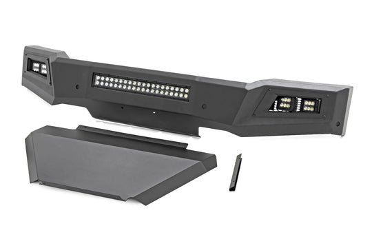 10757A High Clearance Front Bumper - LED Lights & Skid Plate - Chevy Silverado 1500 (19-22) Rough Country Canada