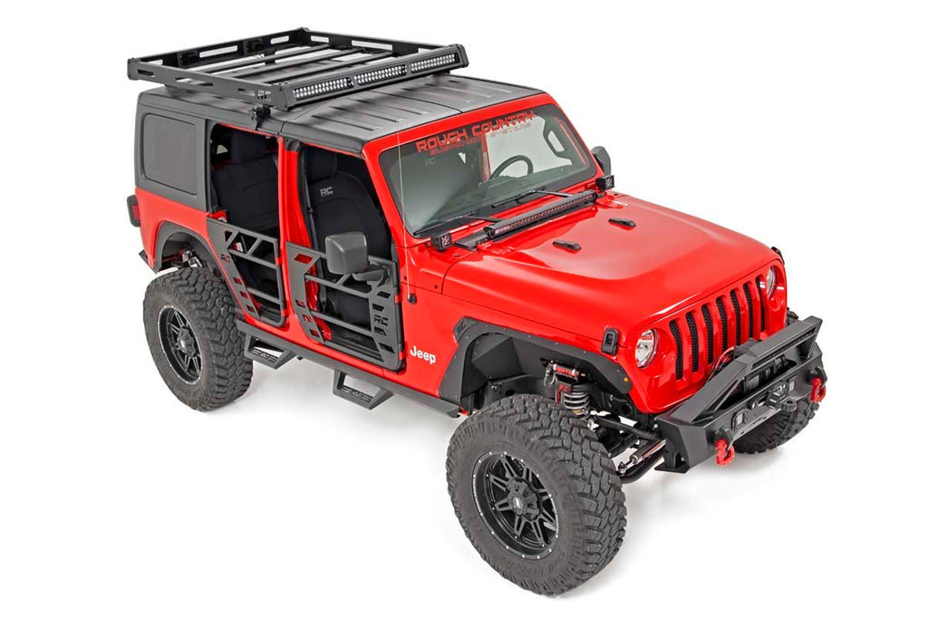 10622 Roof Rack - Black Series Lights - Jeep Wrangler 4xe (21-23)/Wrangler JL (18-23) Rough Country Canada