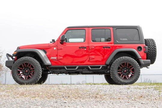 90769A Contoured Drop Steps - 4 Door - Jeep Wrangler 4xe (21-23)/Wrangler JL (18-23) Rough Country Canada