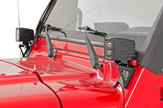 6003 Light Mounts - Lower Windshield - Jeep Wrangler TJ 4WD (1997-2006) Rough Country Canada