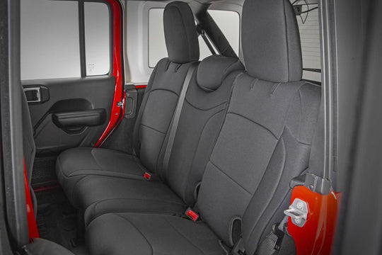 91010 Seat Covers - Front and Rear - Jeep Wrangler JL 4WD (2018-2023) Rough Country Canada