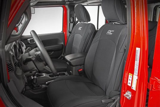 91020 Seat Covers - Front and Rear - Jeep Wrangler JL 4WD (2018-2023) Rough Country Canada