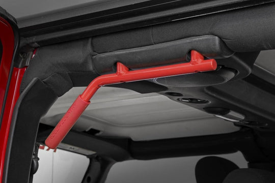 6503RED Grab Handles - Steel - FR & RR - Red - Jeep Wrangler JK (2007-2018) Rough Country Canada