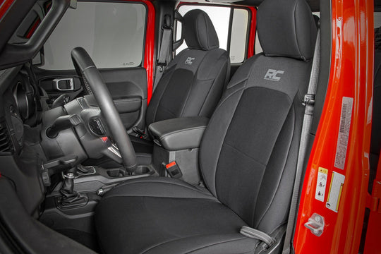 91038 Seat Covers - Front and RR w/ Cup Holder - Jeep Gladiator JT (20-22) Rough Country Canada