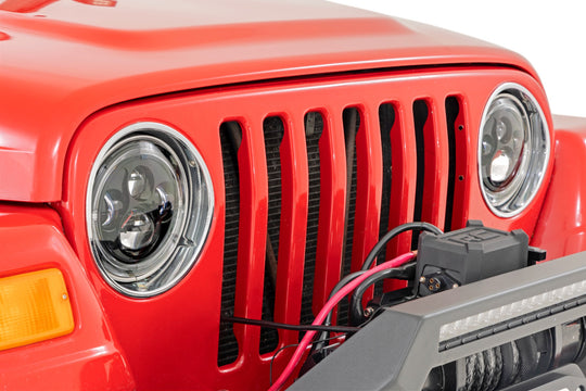 RCH5400 Headlights - DRL Halo LED - 7" - Jeep Wrangler TJ 4WD (1997-2006) Rough Country Canada