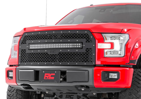 70193 Mesh Grille - 30" Dual Row LED - Black - Ford F-150 2WD/4WD (15-17) Rough Country Canada
