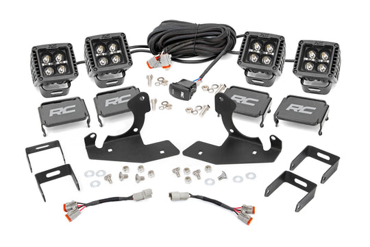 70628DRLA Chevrolet LED Fog Light Kit - Black Series w/ Amber DRL (11-14 Silverado HD) Rough Country Canada