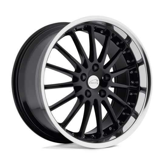 1895COW205121B73 - Coventry Whitley 18X9.5 5X120.65  20mm Gloss Black W/ Mirror Cut Lip - Coventry Wheels Canada