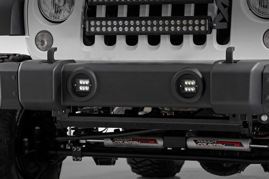 70630 LED Light - Fog Mount - 2" Black Pair - Jeep Wrangler JK (10-18) Rough Country Canada