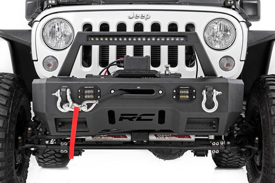 11826 FR Bumper - Stubby - Hoop - BLK LED - Jeep Gladiator JT/Wrangler JK & JL Rough Country Canada