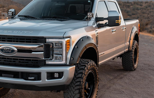 A-F21112-UX Defender Pocket Fender Flares - Silver - Ford Super Duty (17-22) Rough Country Canada